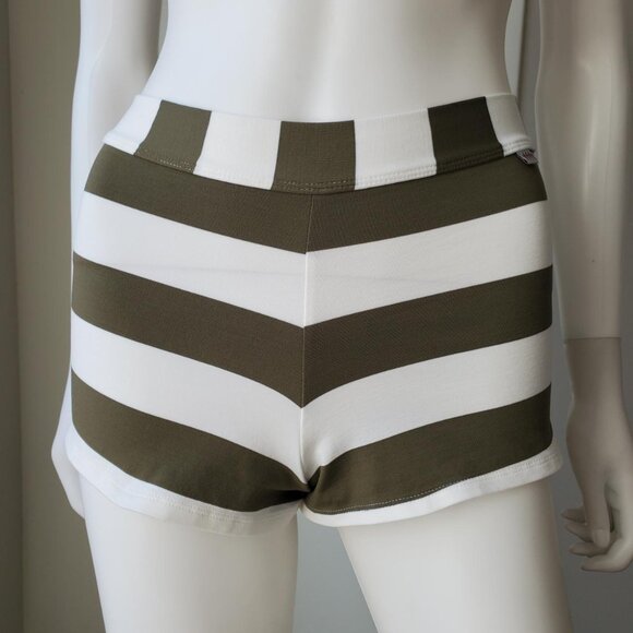 Wicked Weasel Green Striped High Rise Swim Shorts Size Small - Picture 6 of 6